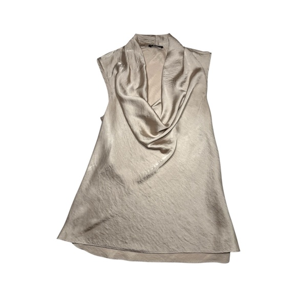 Spense Tops - Y2K Cowl Neck Cream Satin Sleeveless Tank Medium